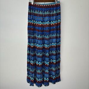 New Directions Peasant‎ Skirt Medium Blue Boho Tribal Festival Indie Colorful